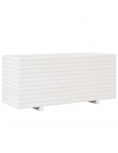 Fioriera da Giardino Bianca 110x40x49,5 cm Legno Massello Pino 2
