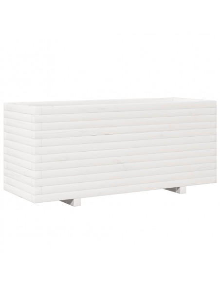 Fioriera da Giardino Bianca 110x40x49,5 cm Legno Massello Pino