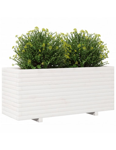 Fioriera da Giardino Bianca 110x40x49,5 cm Legno Massello Pino