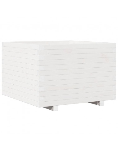 Fioriera da Giardino Bianca 70x70x49,5cm Legno Massello di Pino