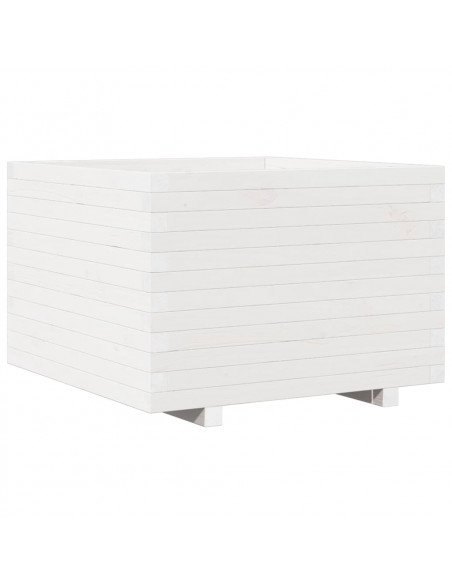 Fioriera da Giardino Bianca 70x70x49,5cm Legno Massello di Pino