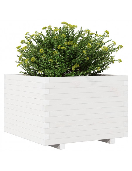 Fioriera da Giardino Bianca 70x70x49,5cm Legno Massello di Pino