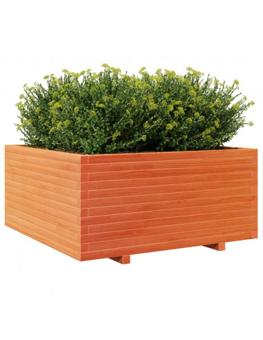 Fioriera Giardino Marrone Cera 100x100x49,5 Legno Massello Pino