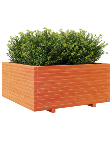 Fioriera Giardino Marrone Cera 100x100x49,5 Legno Massello Pino