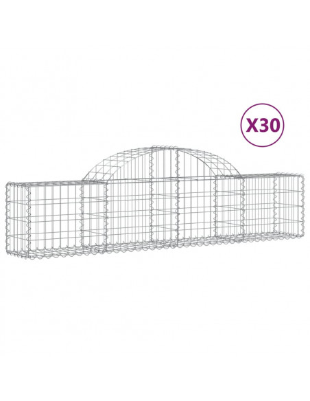 Cesti Gabbioni ad Arco 30 pz 200x30x40/60 cm Ferro Zincato