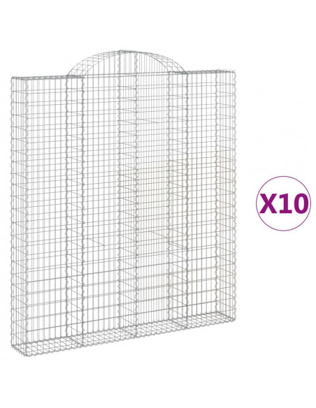 Cesti Gabbioni ad Arco 10 pz 200x30x220/240 cm Ferro Zincato