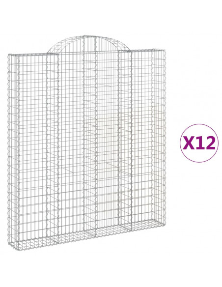 Cesti Gabbioni ad Arco 12 pz 200x30x220/240 cm Ferro Zincato