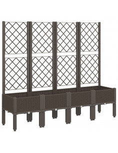Fioriera da Giardino con Traliccio Marrone 160x40x142 cm in PP 2