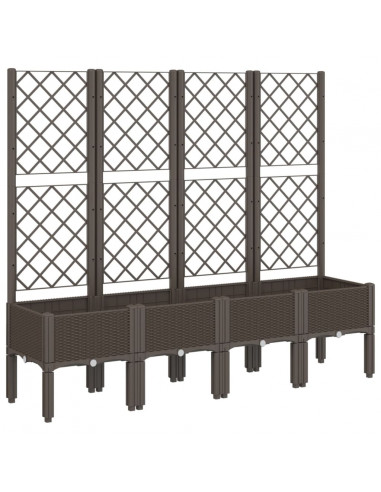 Fioriera da Giardino con Traliccio Marrone 160x40x142 cm in PP