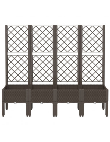 Fioriera da Giardino con Traliccio Marrone 160x40x142 cm in PP