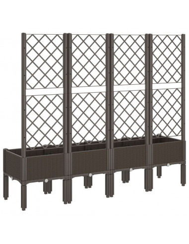 Fioriera da Giardino con Traliccio Marrone 160x40x142 cm in PP