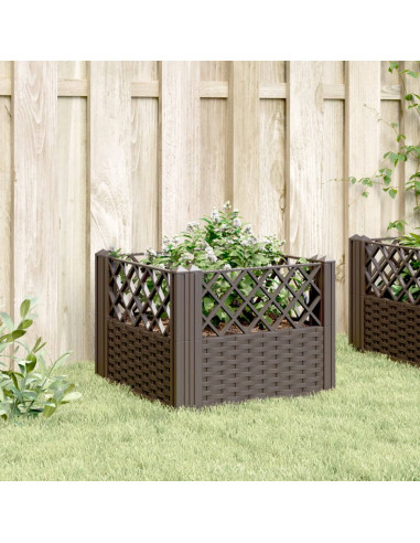 Fioriera da Giardino con Picchetti Marrone 43,5x43,5x43,5 cm PP