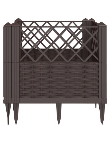 Fioriera da Giardino con Picchetti Marrone 43,5x43,5x43,5 cm PP