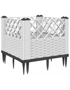Fioriera da Giardino con Picchetti Bianca 43,5x43,5x43,5 cm PP 2