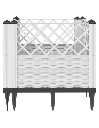 Fioriera da Giardino con Picchetti Bianca 43,5x43,5x43,5 cm PP
