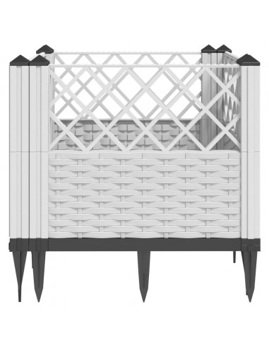 Fioriera da Giardino con Picchetti Bianca 43,5x43,5x43,5 cm PP