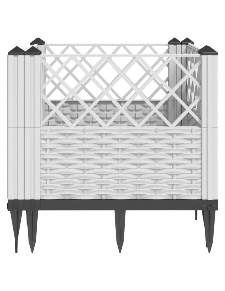 Fioriera da Giardino con Picchetti Bianca 43,5x43,5x43,5 cm PP
