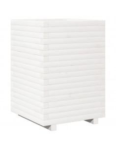Fioriera da Giardino Bianca 50x50x72 cm Legno Massello di Pino 2