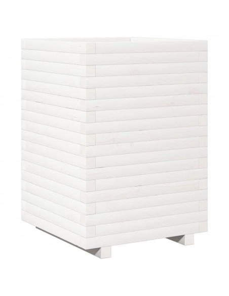 Fioriera da Giardino Bianca 50x50x72 cm Legno Massello di Pino