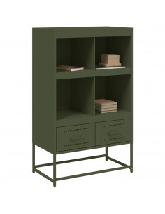 Credenza Verde Oliva 68,5x39x111,5 cm Acciaio Laminato a Freddo 2