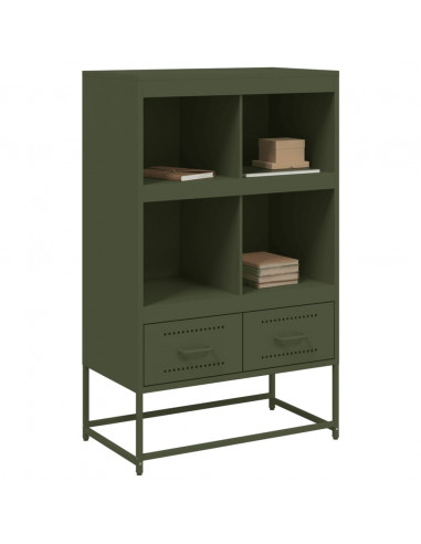 Credenza Verde Oliva 68,5x39x111,5 cm Acciaio Laminato a Freddo