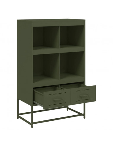 Credenza Verde Oliva 68,5x39x111,5 cm Acciaio Laminato a Freddo
