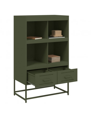 Credenza Verde Oliva 68,5x39x111,5 cm Acciaio Laminato a Freddo