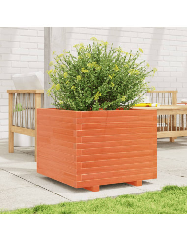 Fioriera Giardino Marrone Cera 60x60x49,5cm Legno Massello Pino