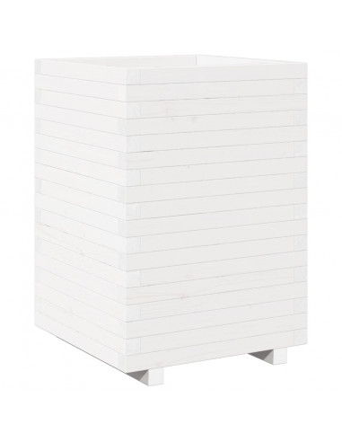 Fioriera da Giardino Bianca 50x50x72,5cm Legno Massello di Pino