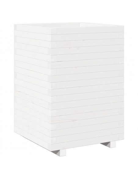 Fioriera da Giardino Bianca 50x50x72,5cm Legno Massello di Pino