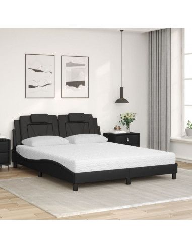 Letto con Materasso Nero 160x200 cm in Similpelle