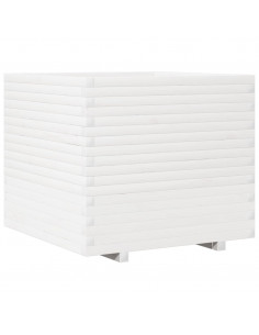 Fioriera da Giardino Bianca 80x80x72 cm Legno Massello di Pino 2