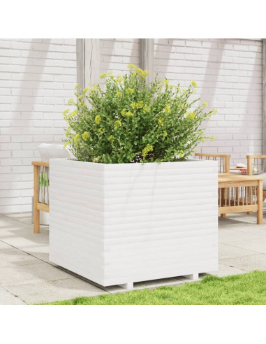 Fioriera da Giardino Bianca 80x80x72 cm Legno Massello di Pino