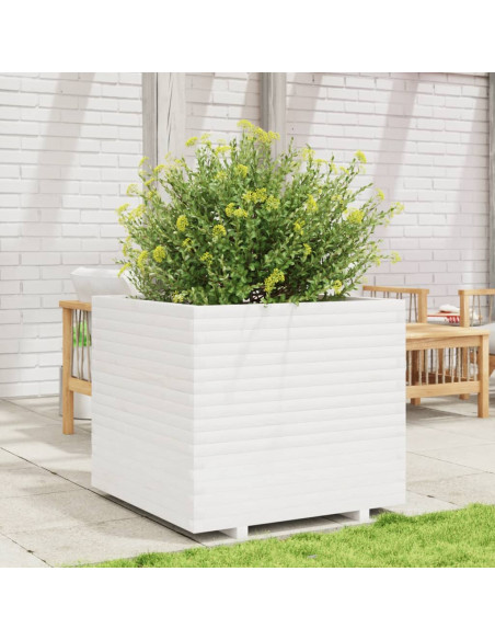 Fioriera da Giardino Bianca 80x80x72 cm Legno Massello di Pino