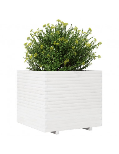 Fioriera da Giardino Bianca 80x80x72 cm Legno Massello di Pino