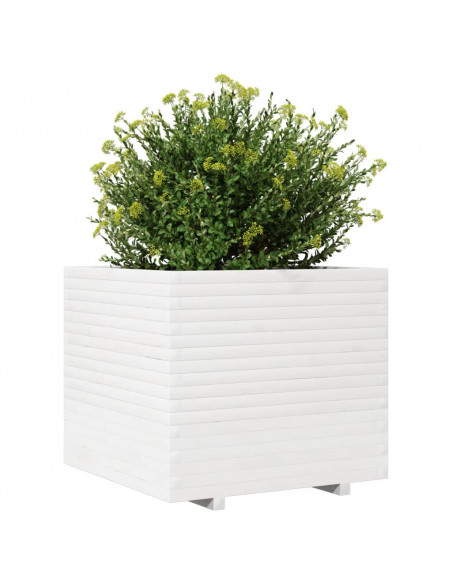 Fioriera da Giardino Bianca 80x80x72 cm Legno Massello di Pino