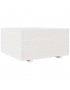 Fioriera da Giardino Bianca 90x90x49,5cm Legno Massello di Pino 2
