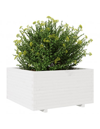 Fioriera da Giardino Bianca 90x90x49,5cm Legno Massello di Pino