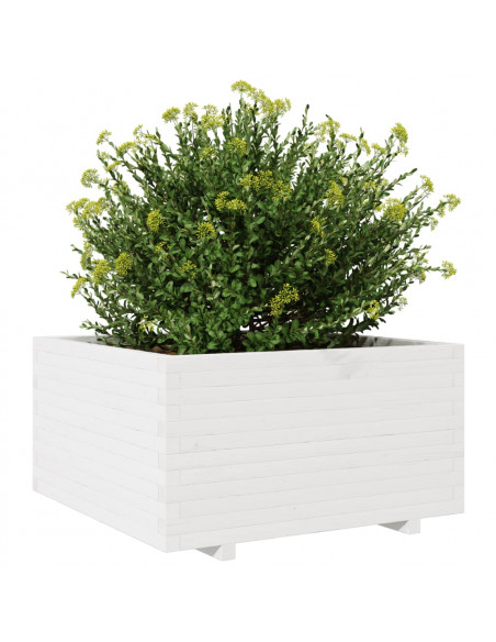 Fioriera da Giardino Bianca 90x90x49,5cm Legno Massello di Pino