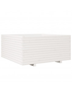 Fioriera da Giardino Bianca 100x100x49,5 Legno Massello di Pino 2