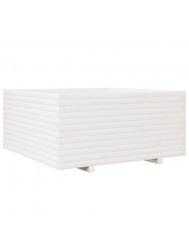 Fioriera da Giardino Bianca 100x100x49,5 Legno Massello di Pino