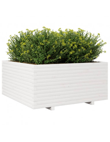 Fioriera da Giardino Bianca 100x100x49,5 Legno Massello di Pino