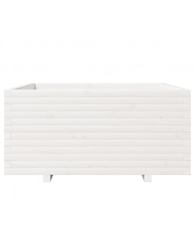 Fioriera da Giardino Bianca 100x100x49,5 Legno Massello di Pino