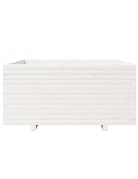 Fioriera da Giardino Bianca 100x100x49,5 Legno Massello di Pino