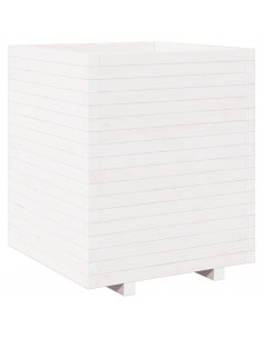 Fioriera da Giardino Bianca 60x60x72,5cm Legno Massello di Pino 2