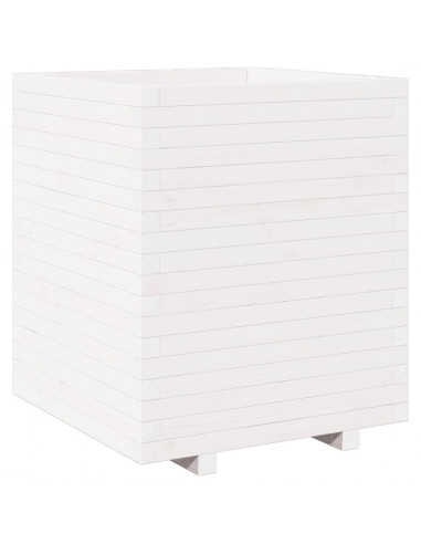 Fioriera da Giardino Bianca 60x60x72,5cm Legno Massello di Pino