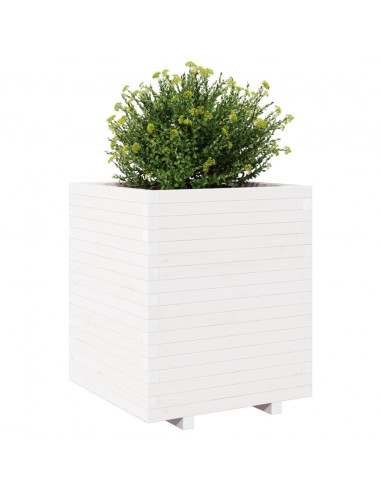 Fioriera da Giardino Bianca 60x60x72,5cm Legno Massello di Pino
