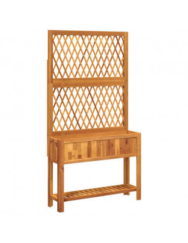 Fioriera con Traliccio e Ripiano 100x32x185 cm Legno Acacia