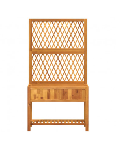 Fioriera con Traliccio e Ripiano 100x32x185 cm Legno Acacia