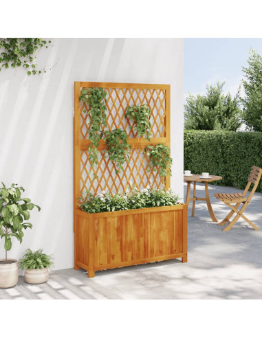 Fioriera con Traliccio 100x32x165 cm Legno Massello di Acacia